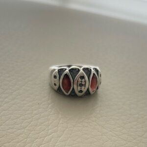 Elegant Silver and Red Women's Ring size 6